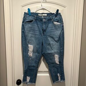 Distressed Blue Jeans